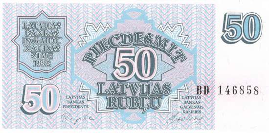 Lettland p40 50 Rubli 1992